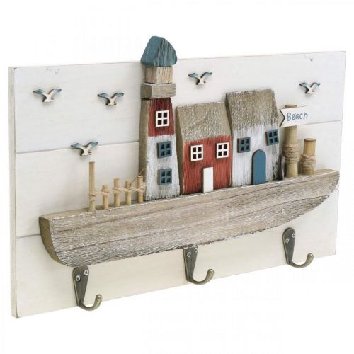 Floristik24 Armario de playa, decoración marítima de madera, perchero Shabby Chic L33cm