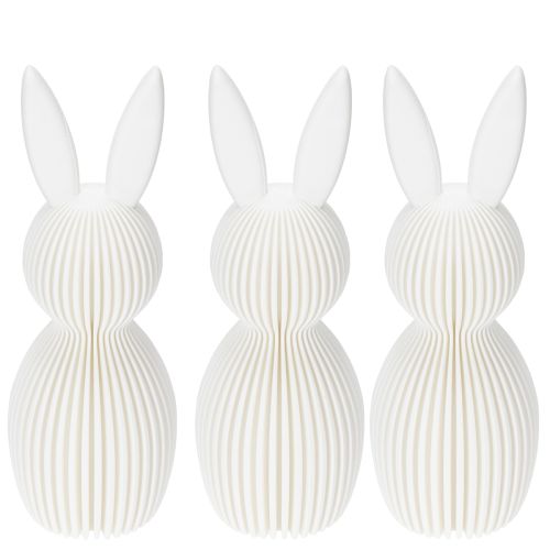 Artículo Figura decorativa de conejo con aspecto plegado para diseño interior moderno, salón u oficina, 13 cm, 3 piezas