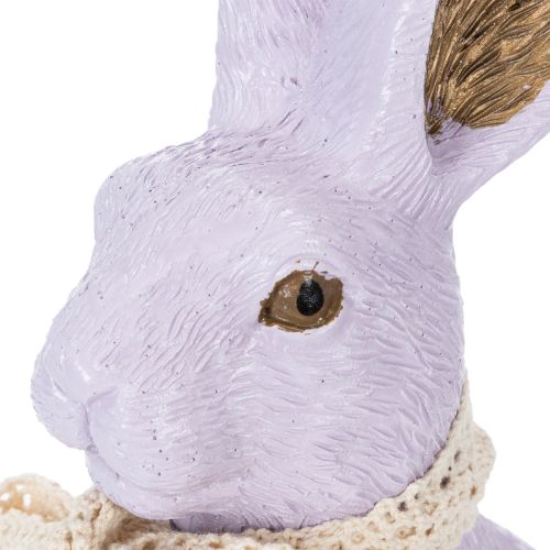Artículo Figura decorativa de conejito de Pascua con lazo para una elegante decoración de Pascua en el hogar, 27 cm