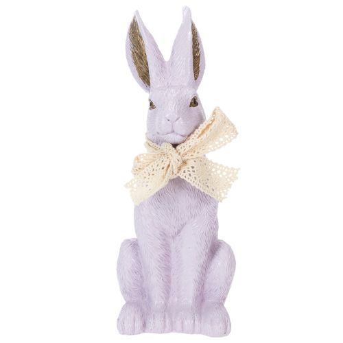 Artículo Figura decorativa de conejito de Pascua con lazo para una elegante decoración de Pascua en el hogar, 27 cm