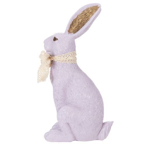Artículo Figura decorativa de conejito de Pascua con lazo para una elegante decoración de Pascua en el hogar, 27 cm