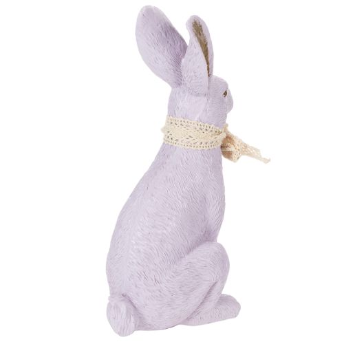 Artículo Figura decorativa de conejito de Pascua con lazo para una elegante decoración de Pascua en el hogar, 27 cm
