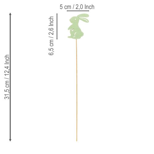 Artículo Conejos decorativos en un palo como acentos gráficos para mesas y jardineras, 31,5 cm, 16 piezas