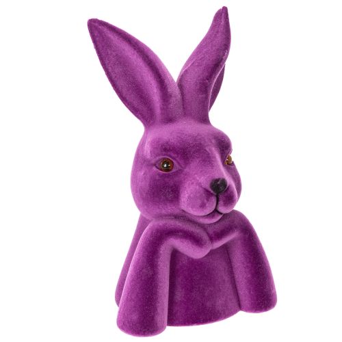 Floristik24 Busto de conejo aterciopelado Thinking Rabbit para Pascua, 16,5 × 13 × 27 cm