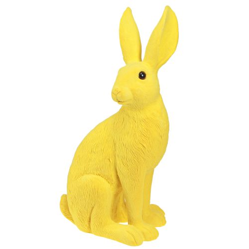 Floristik24 Conejo amarillo sentado decoración conejito de Pascua flocado 16×13×35cm