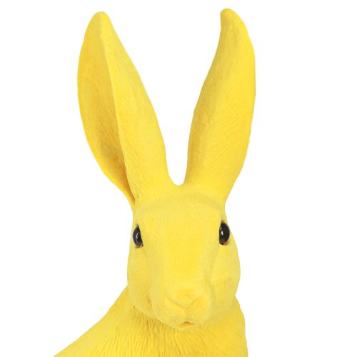 Floristik24 Conejo amarillo sentado decoración conejito de Pascua flocado 16×13×35cm