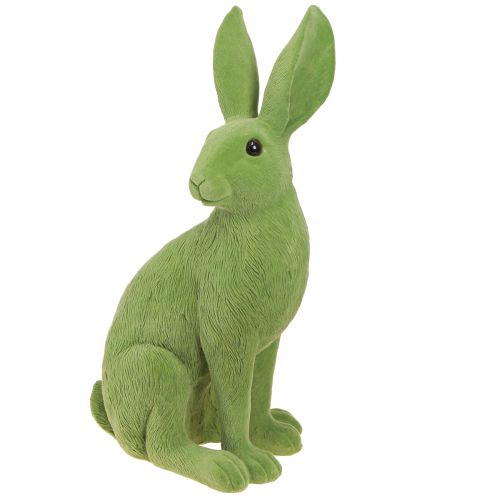 Floristik24 Conejito Verde Sentado Decoración De Conejito De Pascua Flocado 16×13×35cm