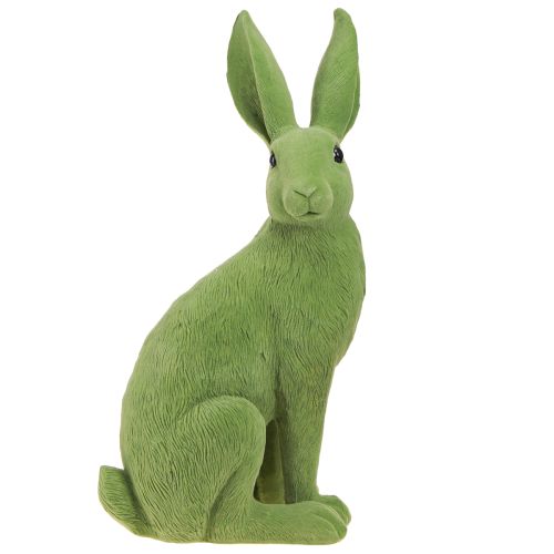 Floristik24 Conejito Verde Sentado Decoración De Conejito De Pascua Flocado 16×13×35cm