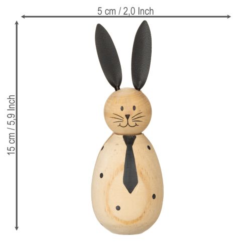 Artículo Figura decorativa de conejo con aspecto de madera para una decoración tranquila y atemporal, 15 cm, 2 piezas