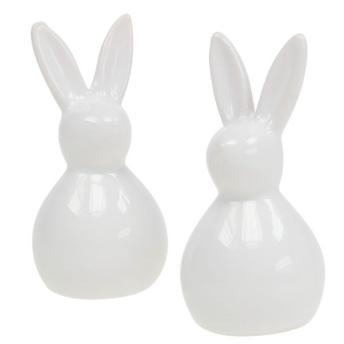 Conejito cerámico blanco 7.5cm 6pcs | Floristik24.es