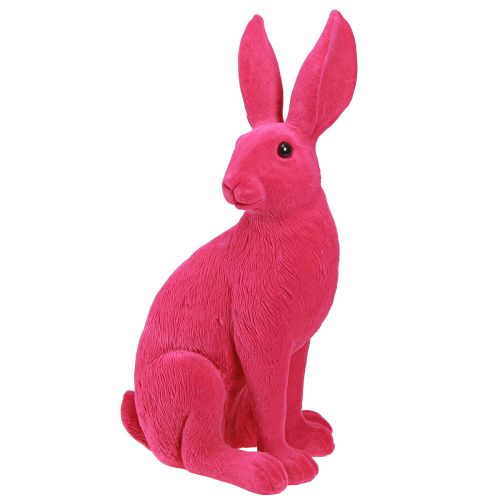 Floristik24 Conejito rosa decorativo conejito de Pascua sentado flocado 16×13×35cm