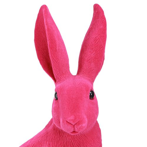 Floristik24 Conejito rosa decorativo conejito de Pascua sentado flocado 16×13×35cm