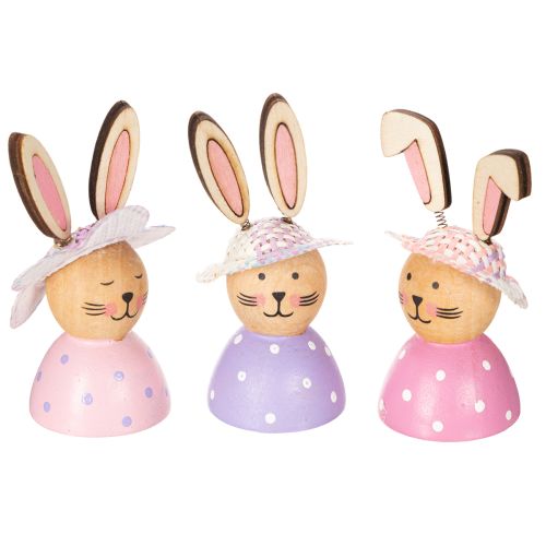 Decoración de mesa de conejo de Pascua para primavera, conejitos decorativos con sombreros, 7 cm, 9 piezas