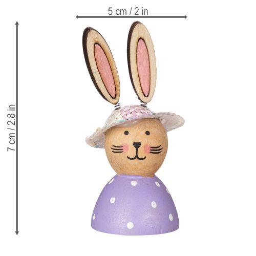 Artículo Decoración de mesa de conejo de Pascua para primavera, conejitos decorativos con sombreros, 7 cm, 9 piezas