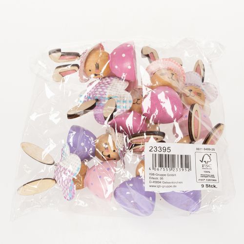 Artículo Decoración de mesa de conejo de Pascua para primavera, conejitos decorativos con sombreros, 7 cm, 9 piezas