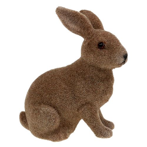 Artículo Conejo flocado marrón 11cm, 13,5cm 6 piezas