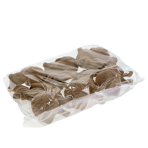 Artículo Conejo flocado marrón 11cm, 13,5cm 6 piezas