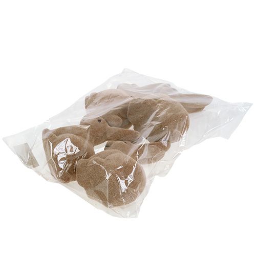 Floristik24 Conejo flocado marrón 15.5cm 4pcs