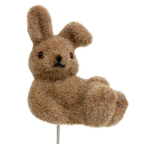 Artículo Conejito flocado sobre alambre marrón 4cm - 6cm 12 piezas