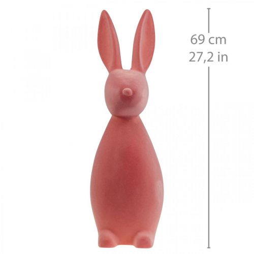 Floristik24 Conejo de Pascua decorativo (2.ª opción) - Naranja albaricoque flocado (alto 69 cm)