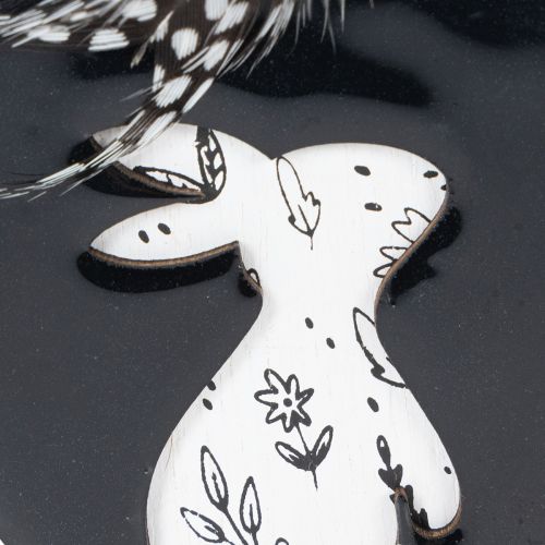 Artículo Huevos de Pascua de madera para colgar, blancos y negros, 10 cm, 6 piezas