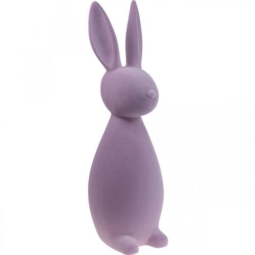 Floristik24 Deco Bunny Deco Conejito de Pascua Flocado Lila Púrpura H69cm