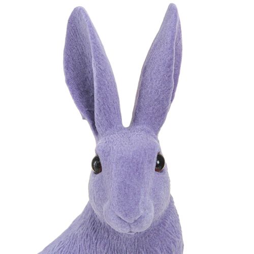 Artículo Conejito sentado decoración conejito de Pascua flocado lila 12×9×25cm