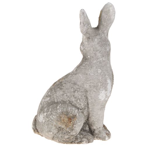 Artículo Conejo de Pascua sentado de cerámica gris antiguo, 13 x 10 x 22 cm