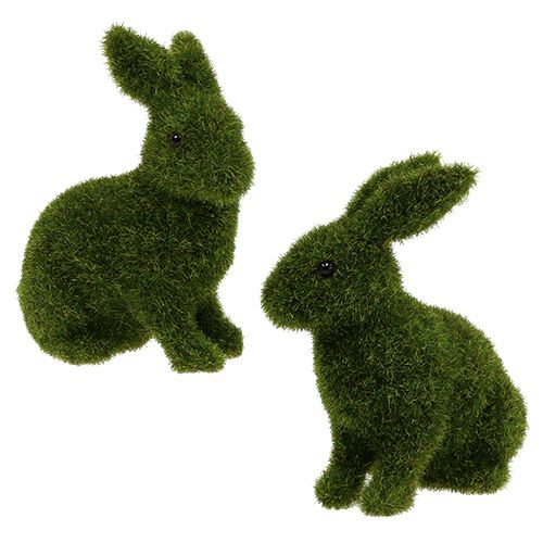Floristik24 Conejo sentado verde flocado H13,5cm 4pcs