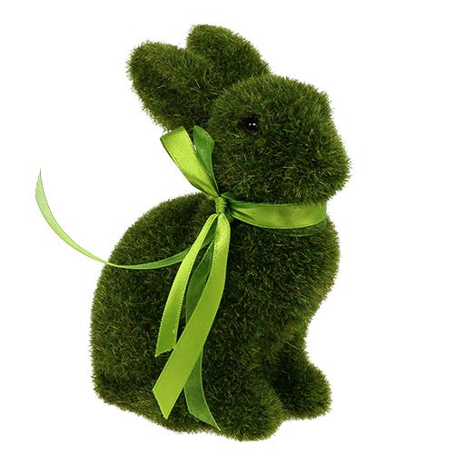 Floristik24 Conejo sentado verde flocado H15cm 3pcs