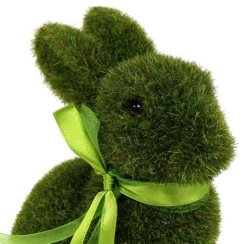 Floristik24 Conejo sentado verde flocado H15cm 3pcs