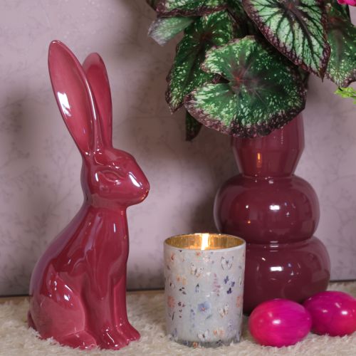 Artículo Figura de conejo de cerámica brillante para decoración de Pascua y primavera 37cm