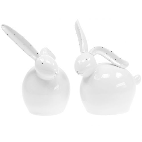 Conejo de ceramica blanco 14cm 2uds