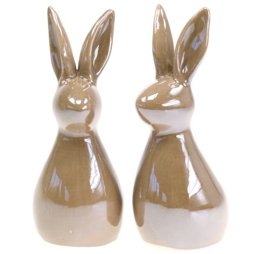 Floristik24 Conejito de Pascua marrón Madreperla 15,5cm 2pcs