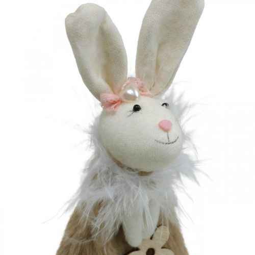 Floristik24 Conejito de Pascua de tela, decoración primaveral, conejito decorativo para colgar marrón, natural H21cm 6pcs