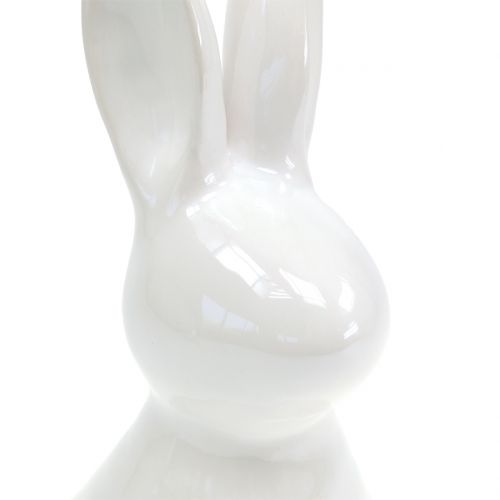 Floristik24 Conejito decorativo nácar blanco 18,5cm