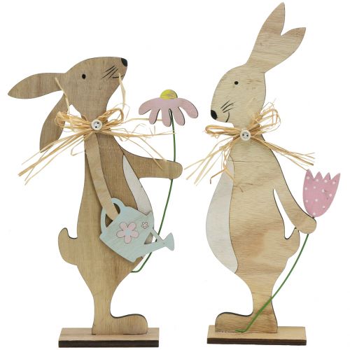 Figura decorativa conejo de madera 27cm - 31cm 2pcs
