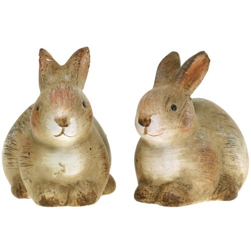 Floristik24 Conejo de cerámica natural 7cm x 8cm 6pcs
