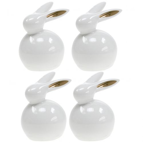 Floristik24 Figura de Pascua Conejo Blanco-Oro 8,5cm 4pcs