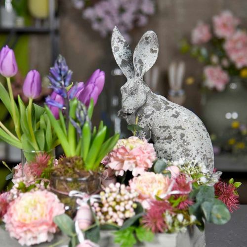 Floristik24 Conejo decorativo sentado aspecto piedra decoración de jardín Al. 31 cm
