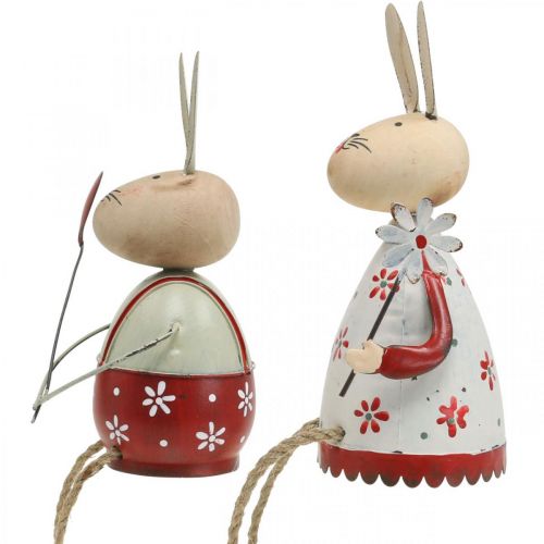 Artículo Conejito con asiento infantil Pascua madera, metal H21/23cm juego de 2