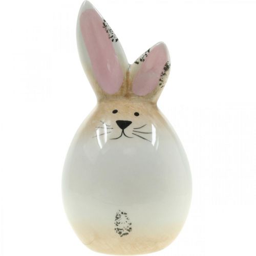 Artículo Conejito de pascua huevo blanco de cerámica figura decorativa conejo Ø6cm H11.5cm
