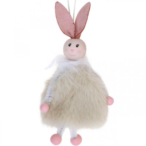 Floristik24 Conejitos, decoraciones de Pascua, colgantes de primavera, conejitos de Pascua para colgar beige, rosa, blanco H12.5cm 3pcs