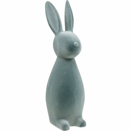 Floristik24 Conejito decorativo gris flocado 47cm Decoración de conejito de Pascua Pascua