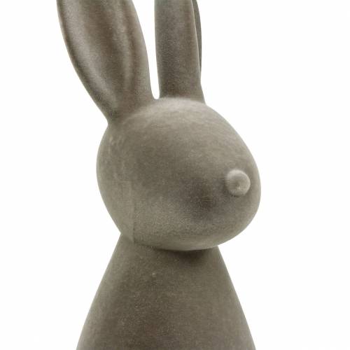 Floristik24 Conejito gris oscuro flocado Conejito de Pascua Decoración de Pascua Decoración de mesa Pascua