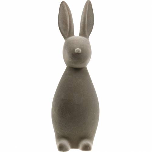 Floristik24 Conejito gris oscuro flocado Conejito de Pascua Decoración de Pascua Decoración de mesa Pascua