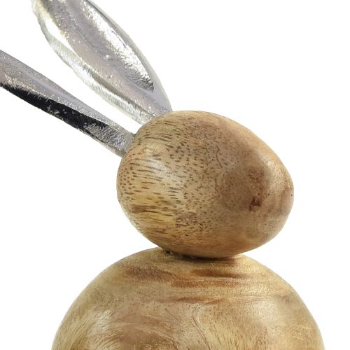 Artículo Conejo Madera Metal Plata Natural Al.10/12,5cm 2 piezas
