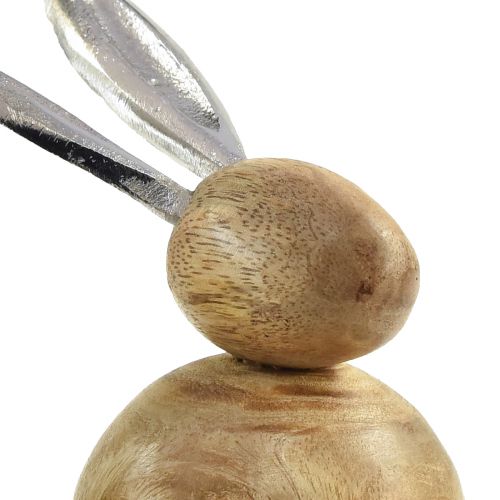 Artículo Conejo Madera Metal Plata Natural Al.10/12,5cm 2uds