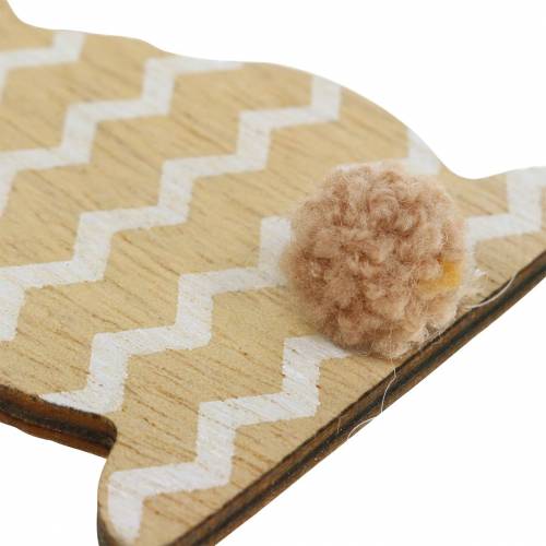 Floristik24 Conejito de Pascua para colgar crema, marrón, madera natural surtida Al 11,5cm 6ud