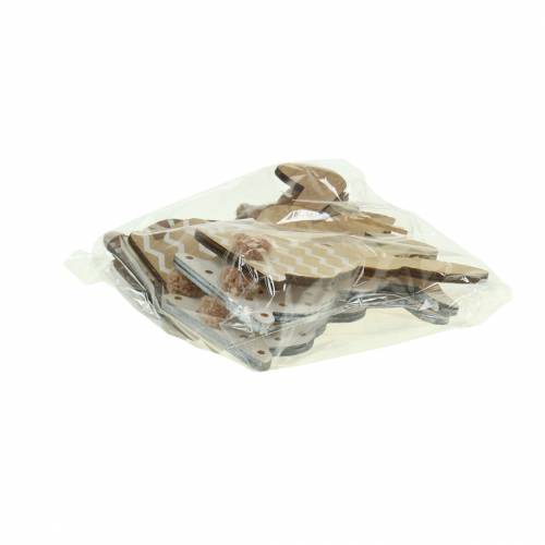 Floristik24 Conejito de Pascua para colgar crema, marrón, madera natural surtida Al 11,5cm 6ud